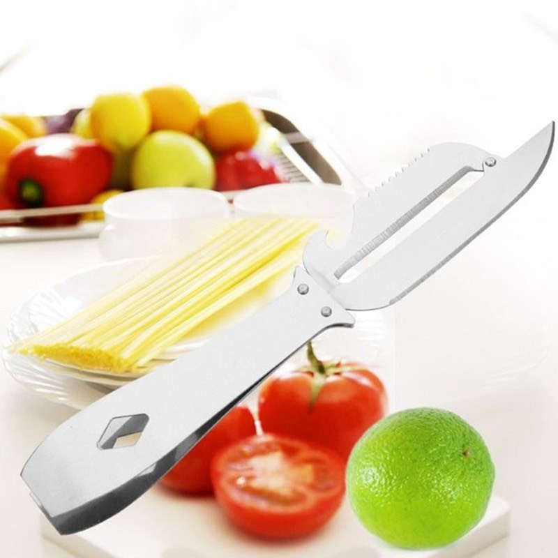 Dao nạo đa năng 4in1 - bào vỏ, lấy lõi sâu, khui nắp chai kiêm nhíp gấp