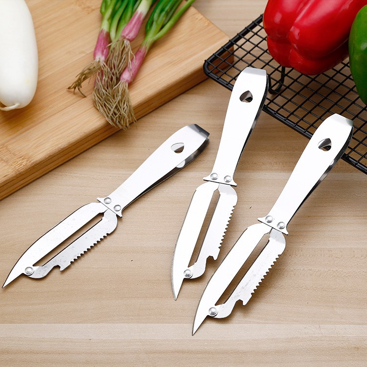 Dao nạo đa năng 4in1 - bào vỏ, lấy lõi sâu, khui nắp chai kiêm nhíp gấp