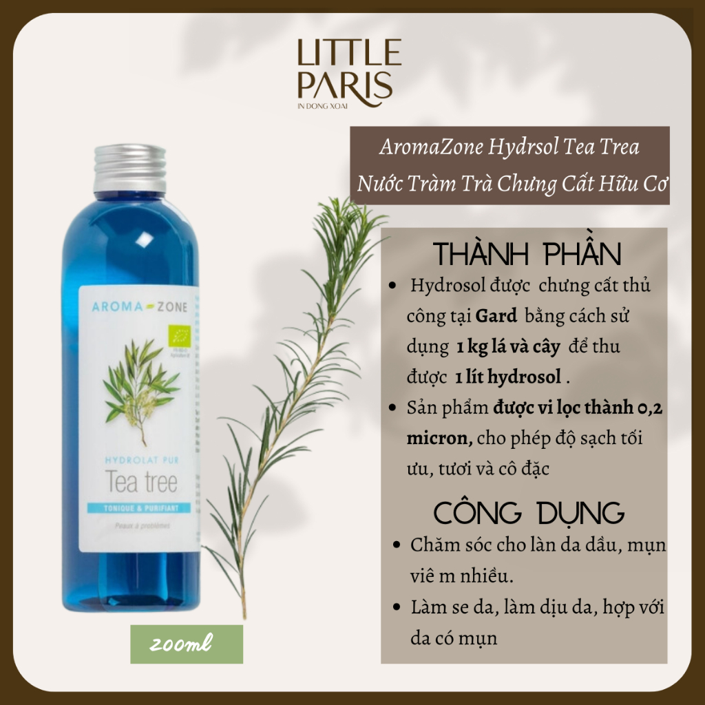 AromaZone Tea Tree Hydrosol Nước Cân Bằng Da Tràm Trà
