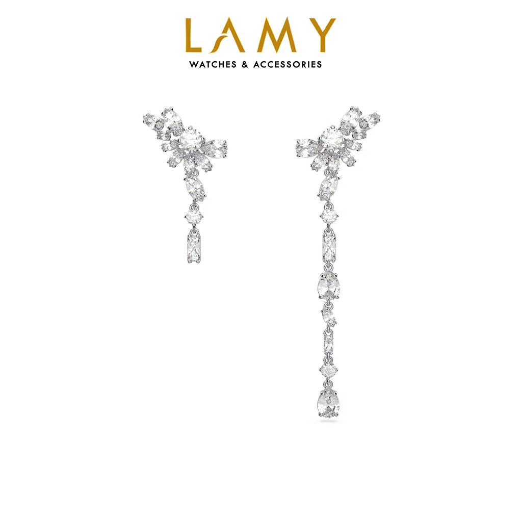 Khuyên tai nữ CDE Long White Gema Flower Silver Earrings CDE3079