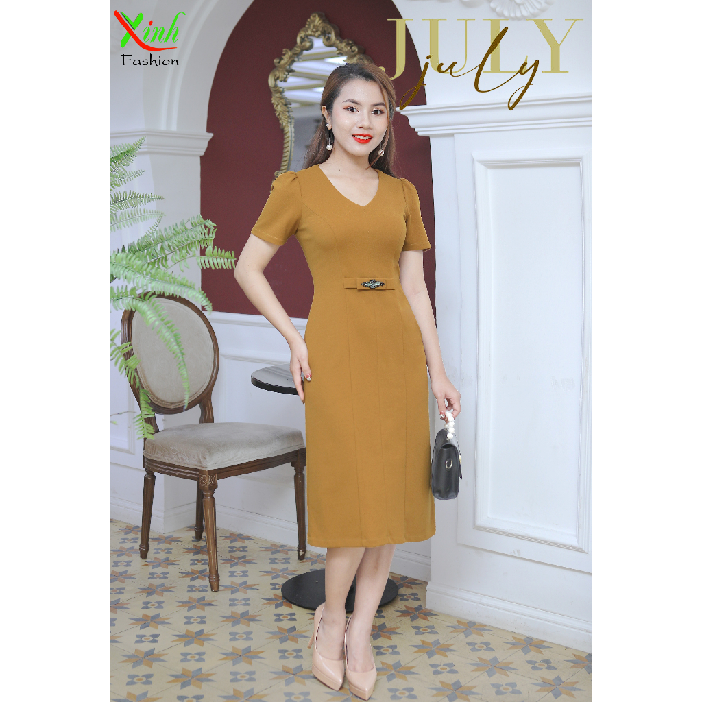 Đầm Suông Cổ Tim Kết Cườm Thanh Lịch Gọn Dáng DL650 DL648 DL654 DL649