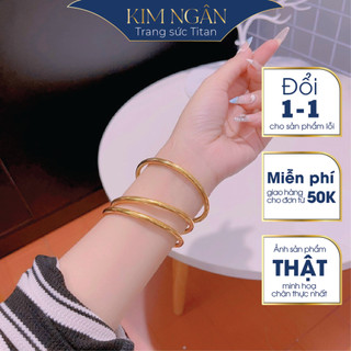 Vòng tay titan nữ -KHÔNG KHÓA -không gỉ mạ vàng lắc tay nữ mạ vàng tròn trơn basic trang sức titan Kim Ngân