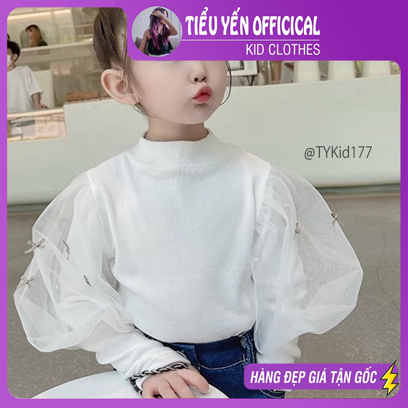 Áo nỉ bé gái, Áo nỉ tay bồng bé gái kiểu dáng tiểu thư cho bé 9-27kg  A177 | Tiểu Yến KID
