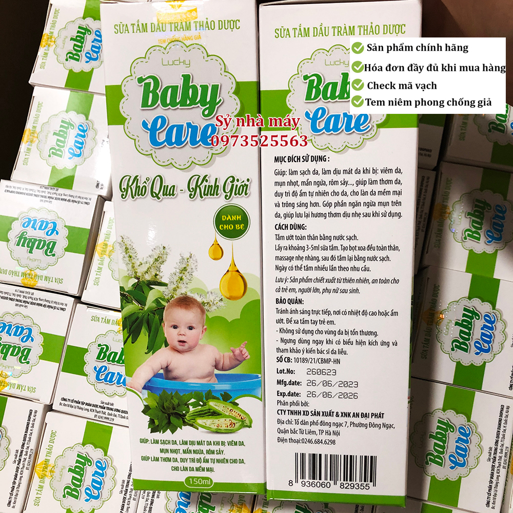 Nước tắm thảo dược Baby care cho bé sơ sinh chiết xuất thảo dược tự nhiên giúp mát da, ngừa rôm sảy