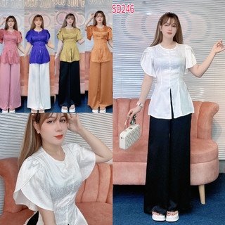 Sd246 - set đồ lam, bộ bà ba đi lễ chùa, đi chơi, set lam cổ tròn tay búp đẹp dễ thương