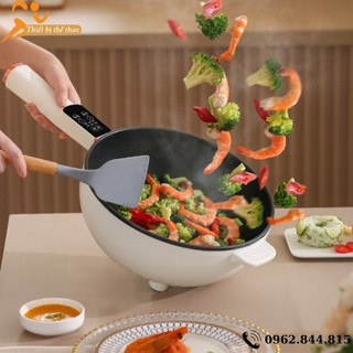 Chảo điện đa năng chống dính công xuất lớn dung tích 4-6l, nồi điện đa năng xào hấp chiên rán, nồi hấp tặng kèm vỉ hấp