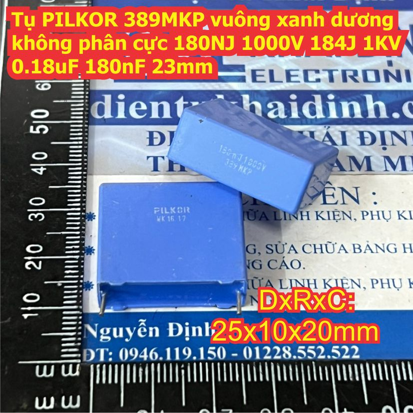 Tụ Film PILKOR MKP vuông xanh lam 4u K 450V 4uF 27mm, 180NJ1000V 180nF 1000V 23mm, 680nK275V 275V 680nF 22mm kde2115