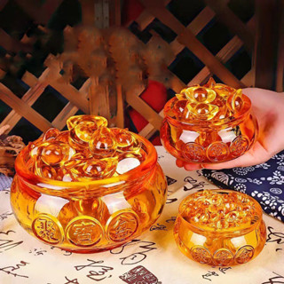 Hũ Vàng Thần Tài Pha Lê (Cỡ Nhỏ 6cm), Tụ Bảo Bồn Lưu Ly, Chiêu Lộc Tụ Tài - Vật Phẩm Phong Thủy