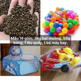 (Bán giá cày view) Combo Bộ Đồ Chơi Xúc Cát Hạt Muồng Kèm Khung Quây và hạt muồng