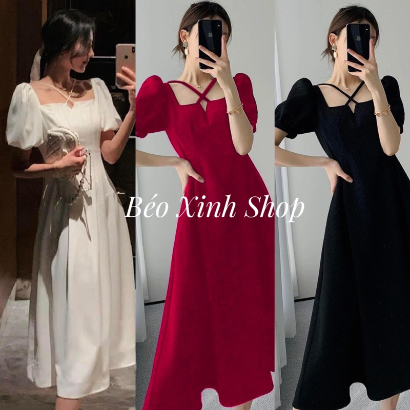 Thời Trang Bigsize Váy Dự Tiệc 50 - 100Kg Dài Cột Dây Chéo Cổ