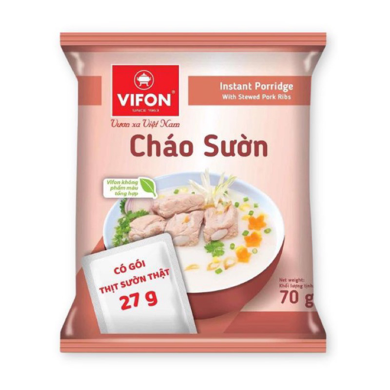 Cháo Sườn / thịt gà Vifon gói 70g (có gói thịt thật)