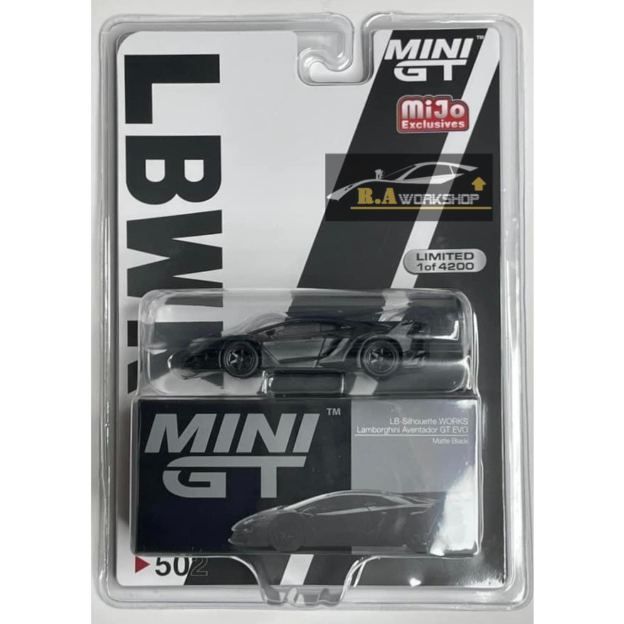 Mô Hình Xe MiniGT #502 Lamborghini LB-Silhouette WORKS Aventador GT EVO Matte Black (Ver. US Card)