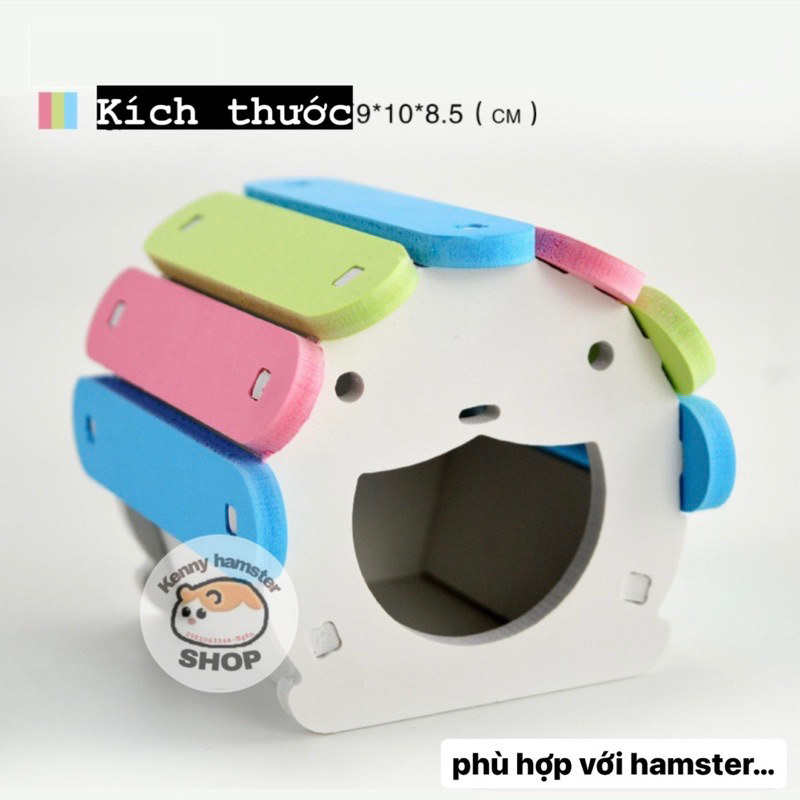 Nhà ngủ gỗ vòm tròn mặt gấu cho hamster