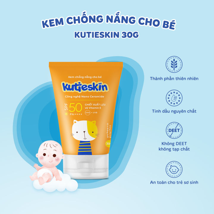 Kutieskin Kem chống nắng kutieskin, Kem chống nắng cho bé từ 6 tháng tuổi, SPF 50 PA++++ giúp bảo vệ da bé tối ưu