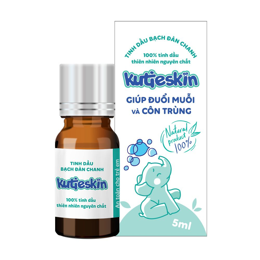 Kutieskin tinh dầu đuổi muỗi bạch đàn chanh cho bé (Lọ dùng thử 5ml) Tinh dầu đuổi muỗi Kutieskin, Giúp đuổi muỗi cho bé