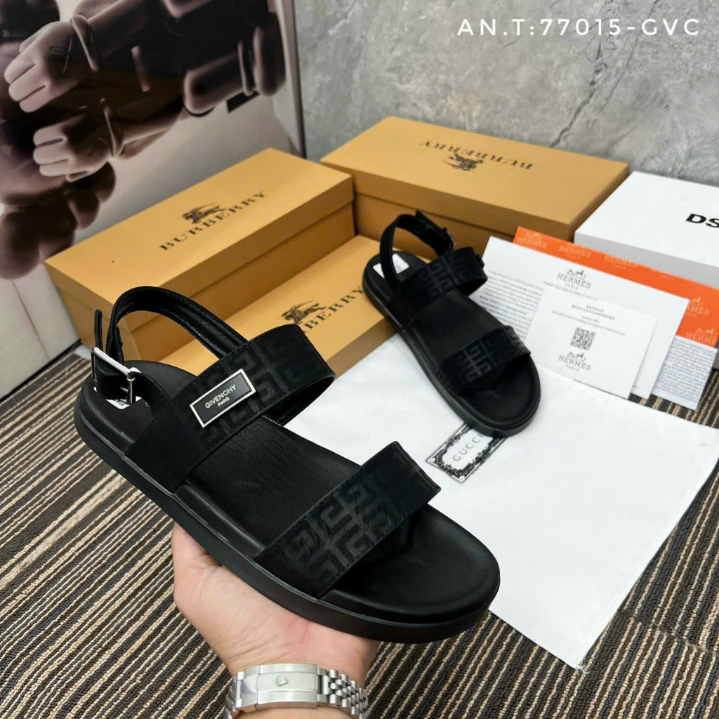 Dép sandal quai hậu nam đen phong cách Hàn Quốc