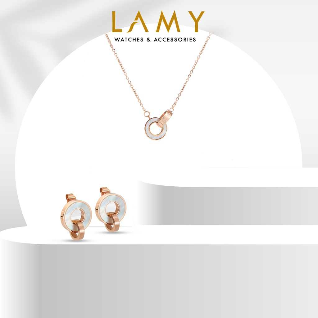 Bộ quà tặng trang sức dành cho nữ -Dây chuyền , khuyên tai CDE Piece Stud