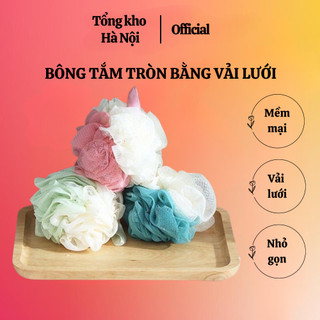 Bông tắm tròn bằng vải lưới 2 màu bắt mắt (BP03)
