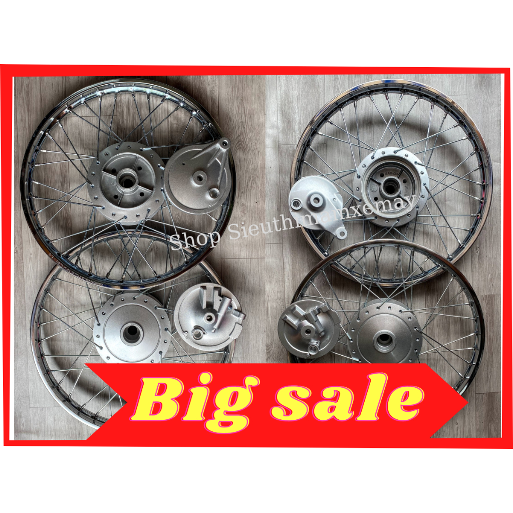 Cặp bánh căm vành sắt hiệu UNINONVD dùng cho xe Dream / Wave nhỏ bản 1.2 và 1.4