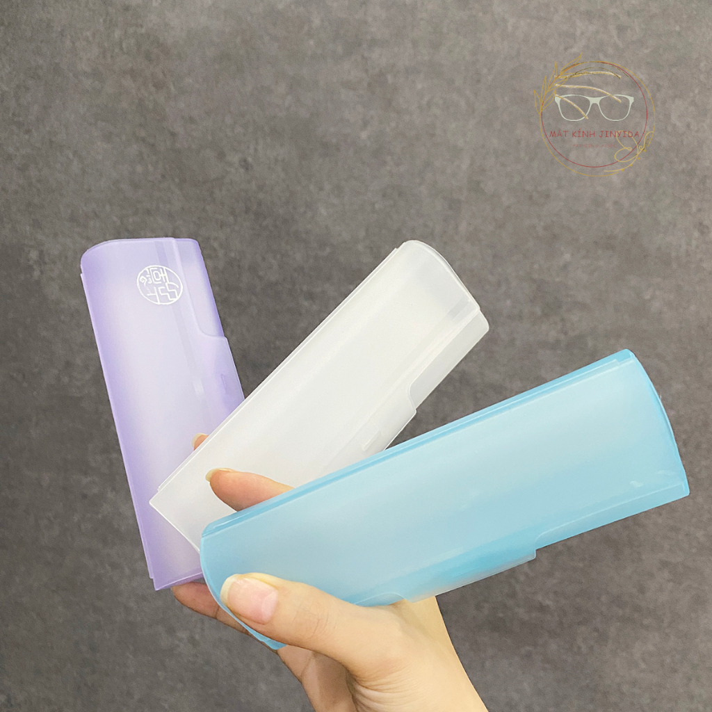 Hộp nhưa đựng kính cận màu ngẫu nhiên kèm khăn lau tiện dụng bảo vệ kính tránh trầy xước