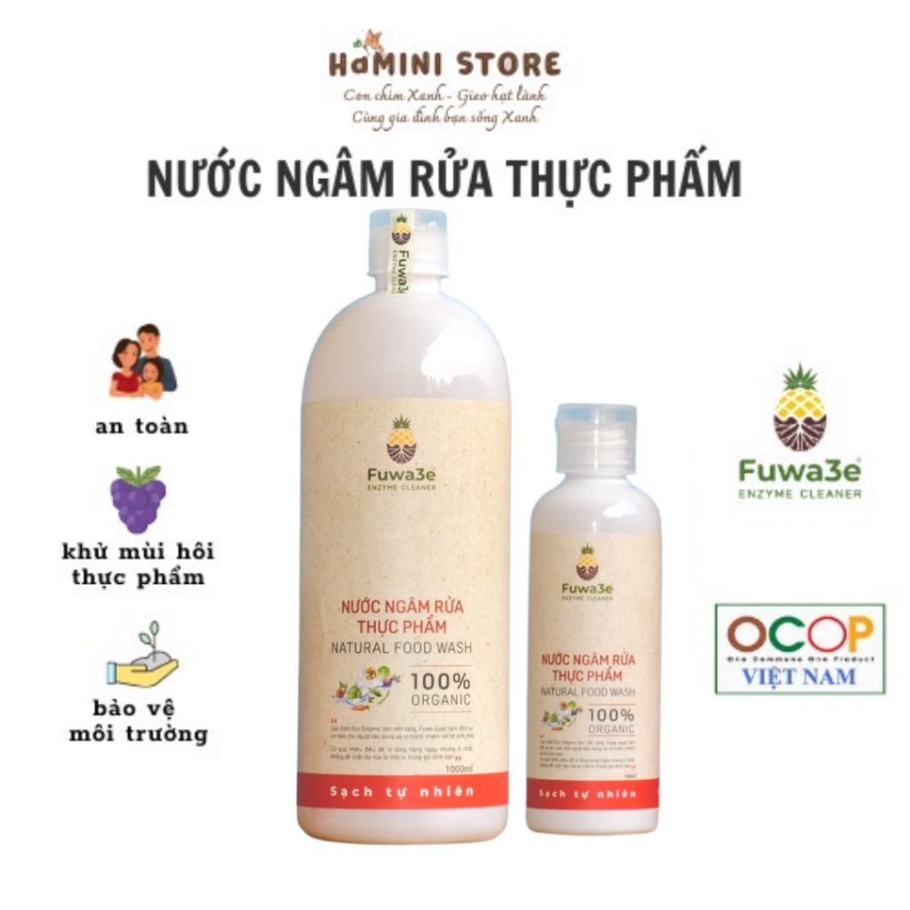 Nước ngâm rửa thực phẩm rau củ quả khử mùi hôi thịt cá organic Fuwa3e an toàn cho bữa ăn gia đình bạn 100ml