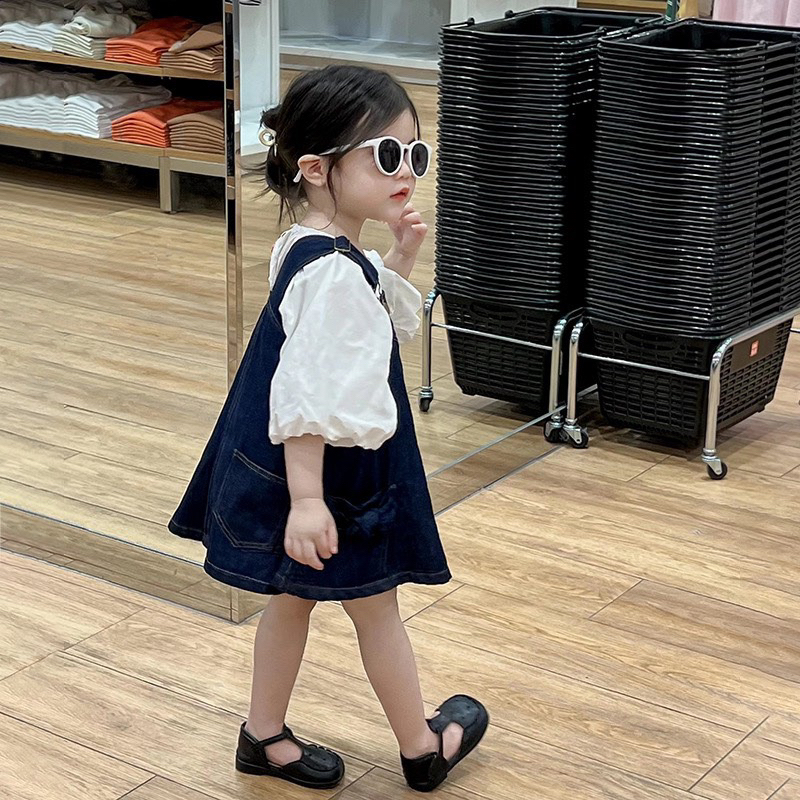 Váy bé gái kèm yếm bò mặc thu đông quá xinh và đáng yêu luôn size 10-23kg