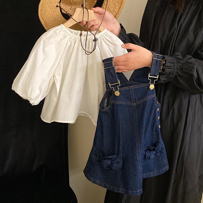 Váy bé gái kèm yếm bò mặc thu đông quá xinh và đáng yêu luôn size 10-23kg