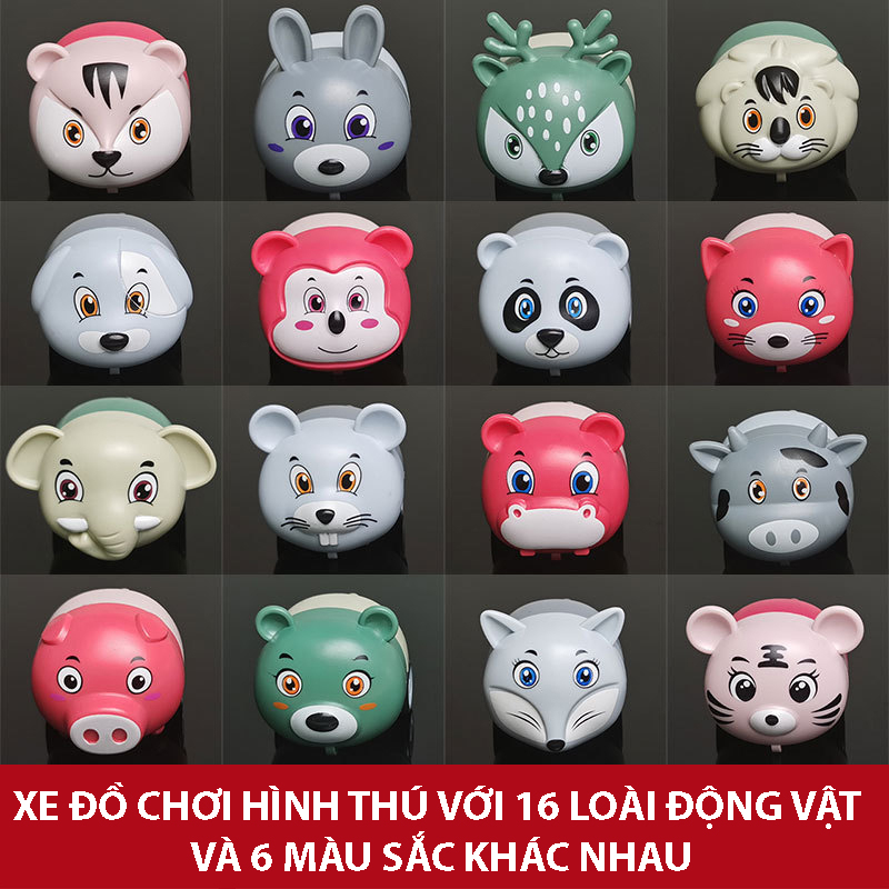 XE ĐỒ CHƠI HÌNH THÚ CHẠY CÓT với 16 loài động vật và 6 màu khác nhau, nhựa nguyên sinh ABS an toàn cho trẻ từ 1 tuổi