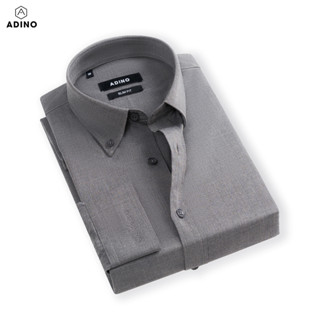 Áo sơ mi nam cổ Button Down màu ghi đậm ADINO vải Bamboo sợi tre mềm mịn thoáng mát dáng slimfit công sở trẻ trung S267
