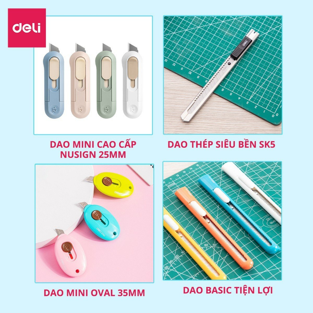 Dao Rọc Giấy Lưỡi Thép SK5 Mini Bỏ Túi DIY Dao Tỉa Deli - Washi Tape Trang Trí Sổ Tay Bóc Đơn Hàng Tiện Lợi Màu Sắc Cute