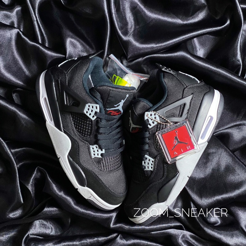 Giày JD4 Retro SE Black Canvas - Jodan4 Đen Trắng 2023