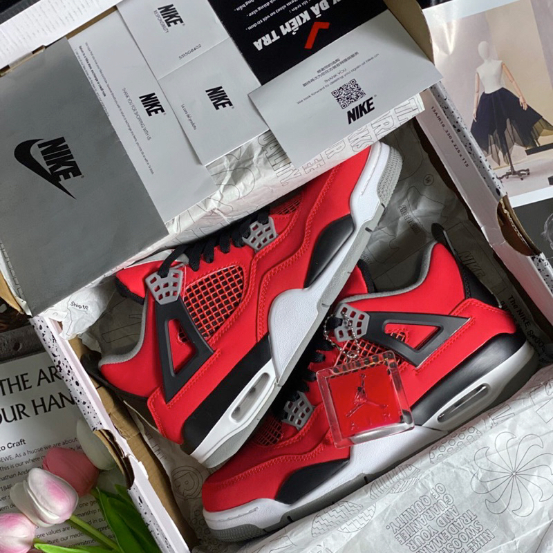 Giày JD4 Retro Toro Bravo - Jodan4 Đỏ Trắng V2 Fullbox Cao Cấp