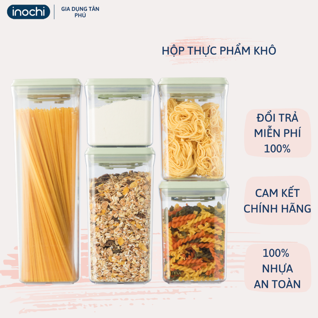 Hộp đựng thực phẩm khô, hộp đựng bột, hộp đựng mì, hộp đựng gia vị, hộp đa năng, nắp thông minh có joang cao su, nắp kín