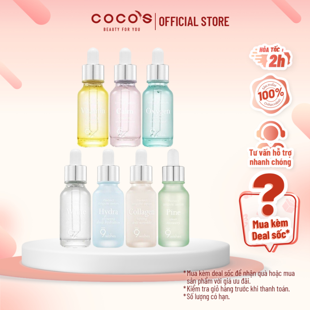 Tinh Chất Serum 9 Wishes Cấp Ẩm, Dưỡng Trắng, Chống Lão Hóa, Giảm mụn, Làm Dịu Da 9Wishes Ampule Serum 25ml