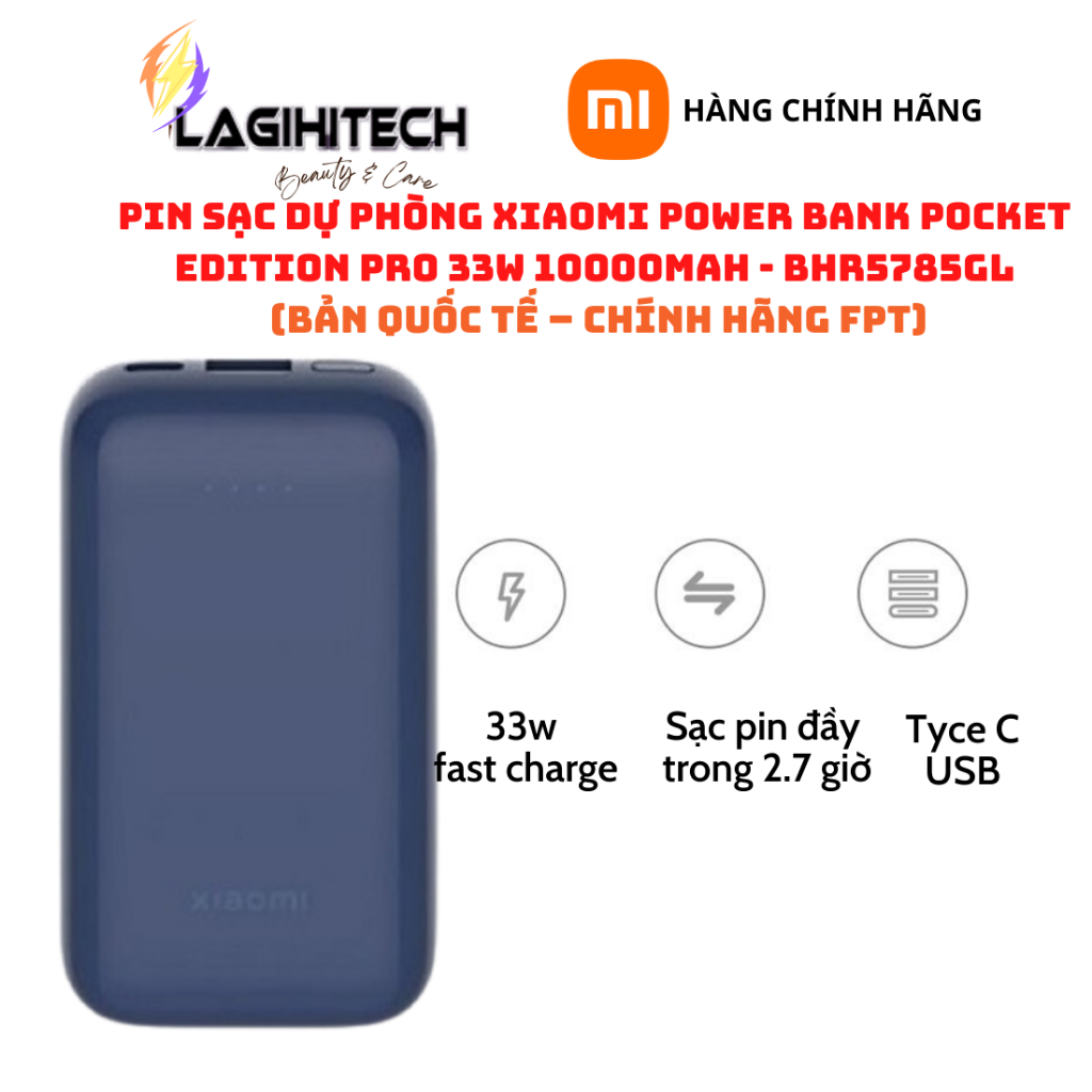Pin Sạc Dự Phòng Xiaomi Power Bank Pocket Edition Pro 33W 10000mAh 22.5W 10000mAh Bản Quốc Tế - Hàng Chính Hãng FPT