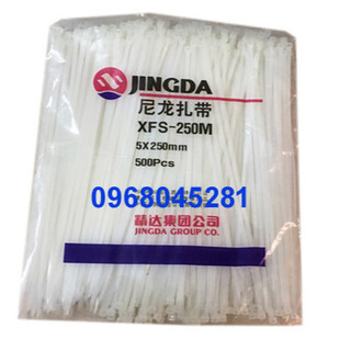 Dây thít, lạt nhựa, dây rút jingda 5x250mm– nguyên túi 500 cái