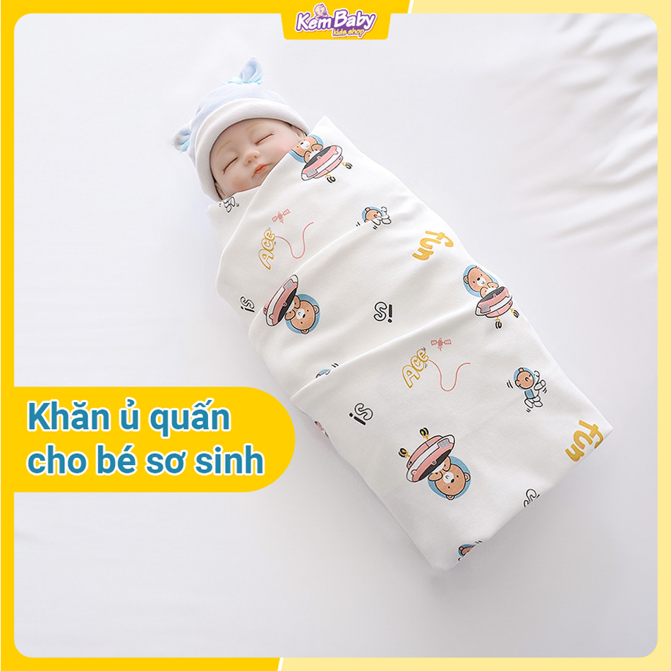 Khăn quấn bé sơ sinh loại mỏng 85cm x 85cm vải cotton mềm mại thoáng mát