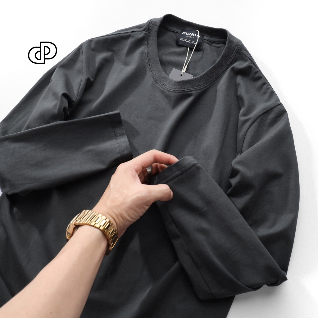 Áo thun dài tay nam trơn PUNDOHOMME cổ tròn, form suông, chất vải cotton đẹp, dày dặn ATPD25