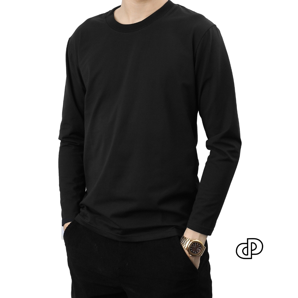 Áo thun dài tay nam trơn PUNDOHOMME cổ tròn, form suông, chất vải cotton đẹp, dày dặn ATPD25