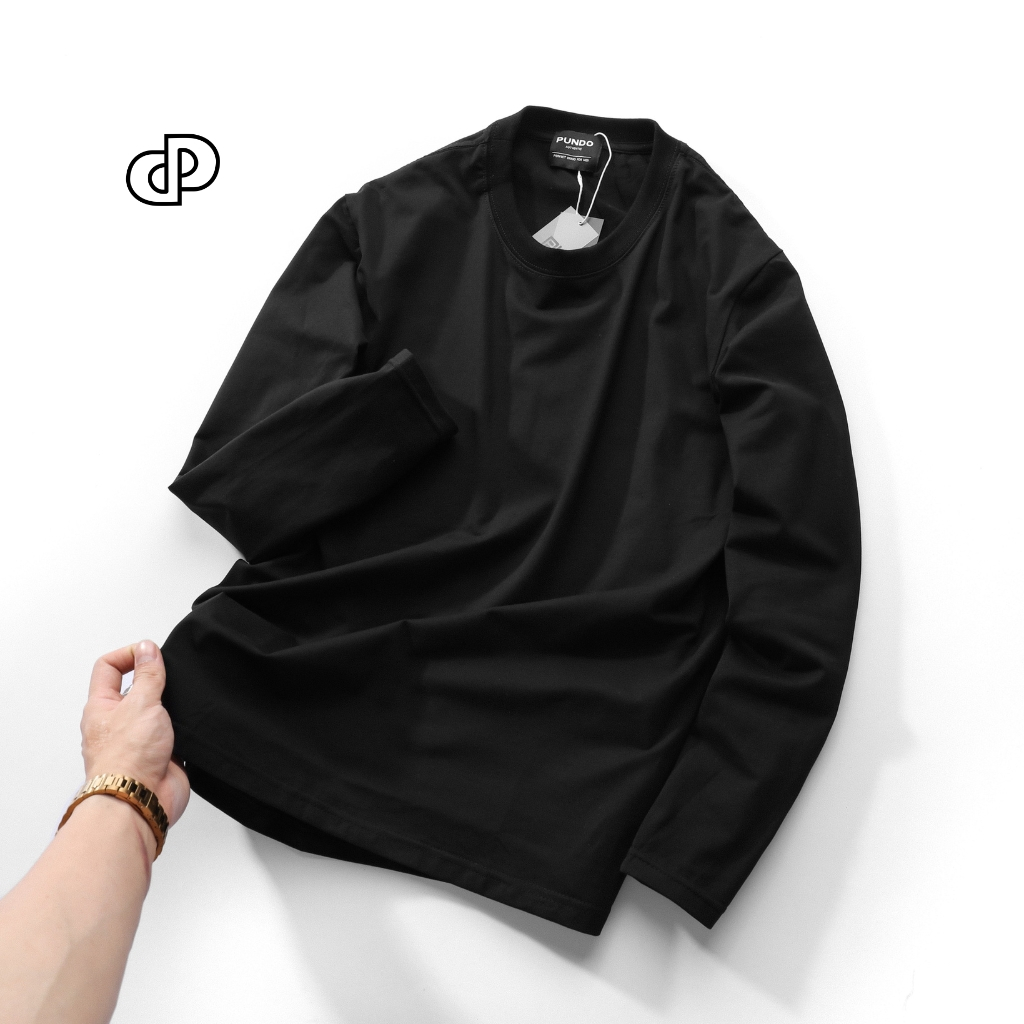 Áo thun dài tay nam trơn PUNDOHOMME cổ tròn, form suông, chất vải cotton đẹp, dày dặn ATPD25