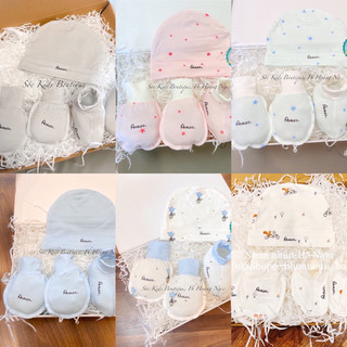 (Nhùn nhùn)Mũ/ Set bao tay bao chân Avaler sợi tre gồm 1 đôi bao tay 1 đôi bao chân dành cho trẻ sơ sinh