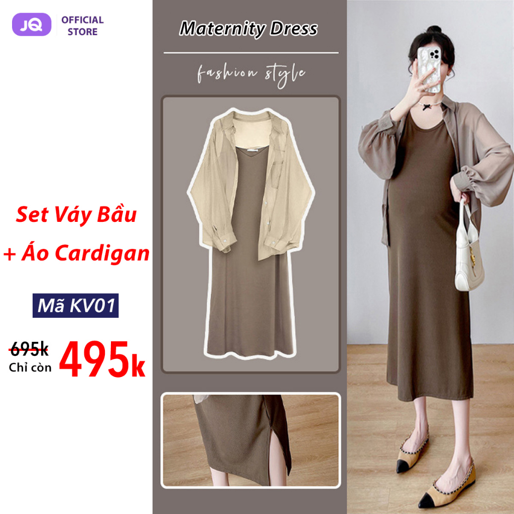 Đầm bầu dáng suông liền thân JOYNCLEON mềm mát, mặc không lộ - Mã KV01