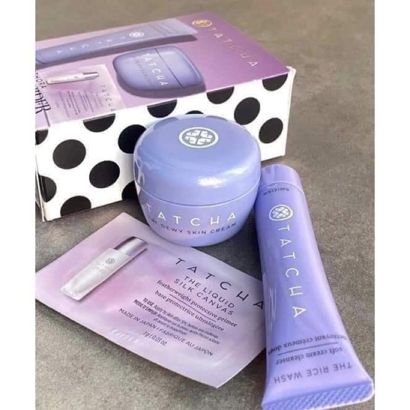 set sữa rửa mặt, kem dưỡng, kem lót tatcha
