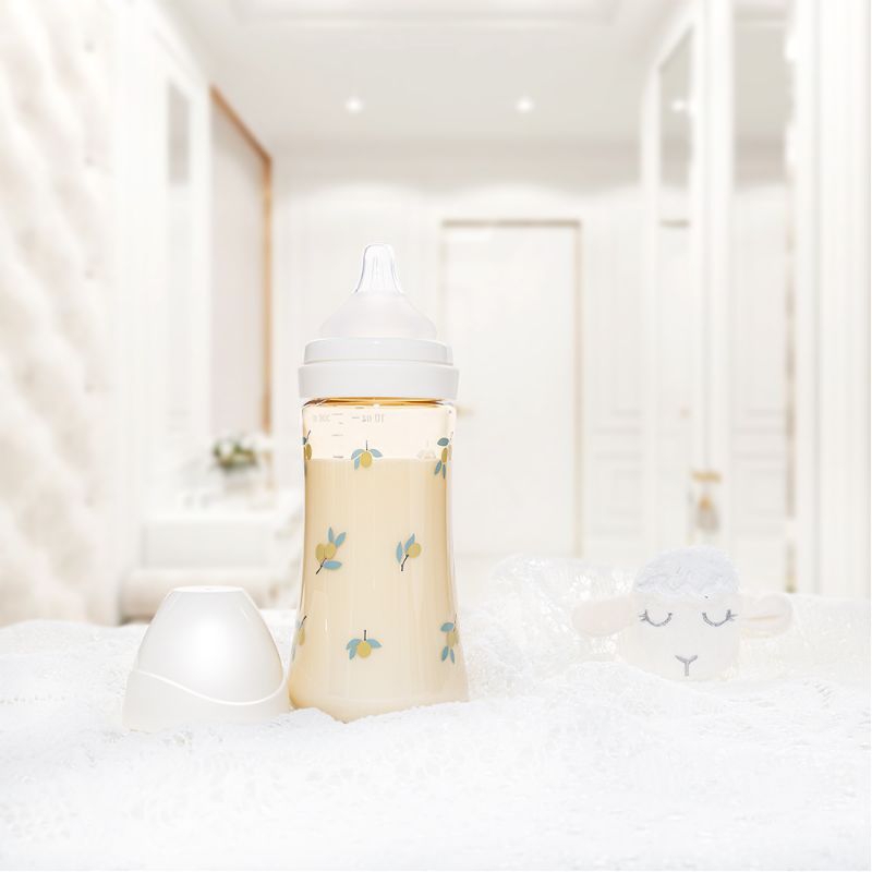 Bình sữa hàn quốc grosmimi chính hãng, họa tiết gấu dotgom, cherry, oliu, 200ml và 300ml