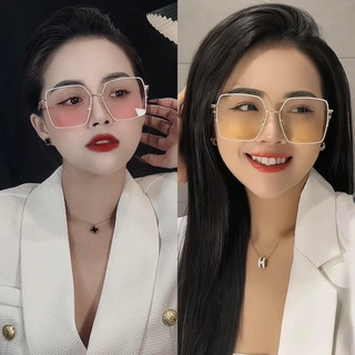 Kính râm kim loại trong suốt dáng vuông to,kính mát vuông chống tia UV