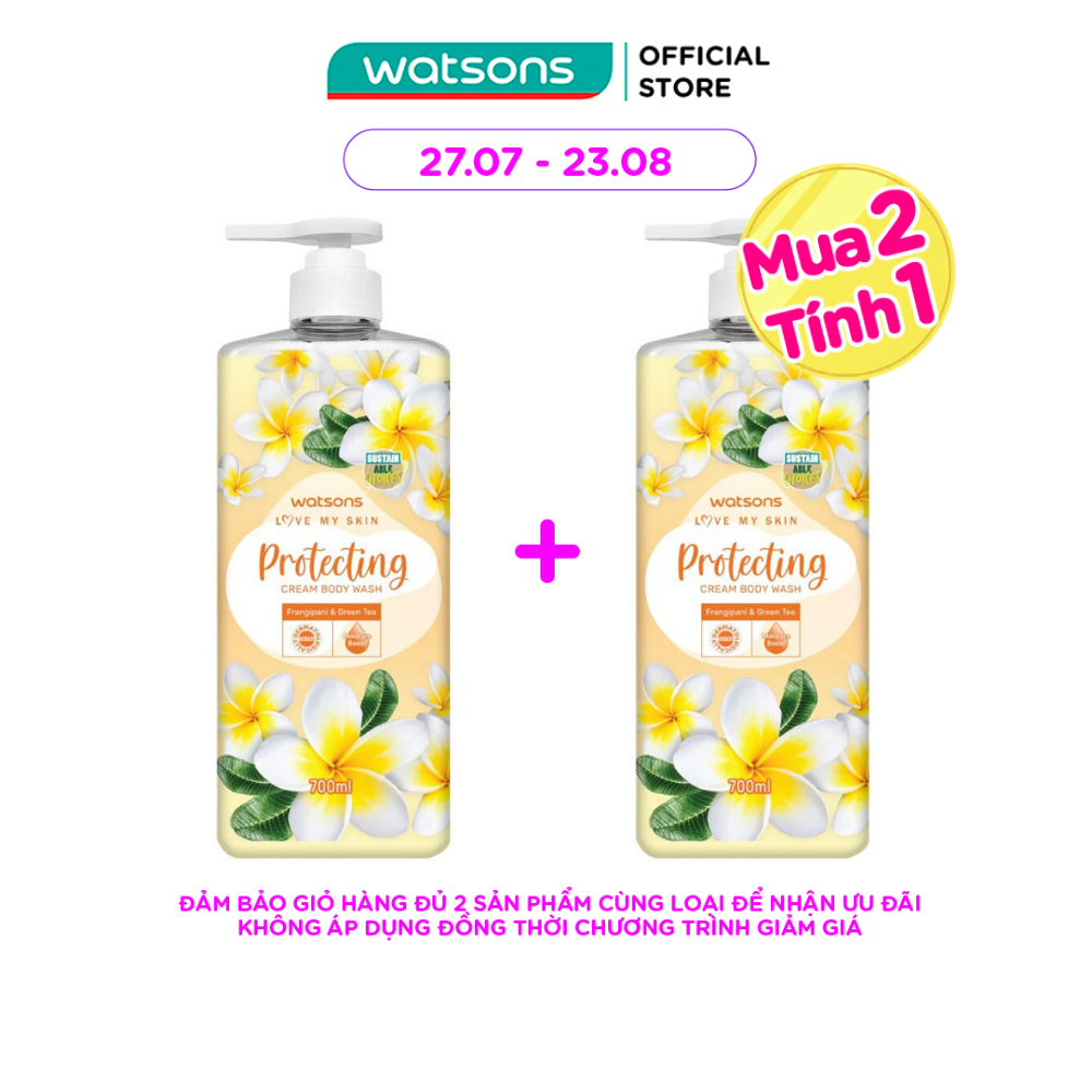 Kem Tắm Watsons Love My Skin Protecting Cream Body Wash 700ml