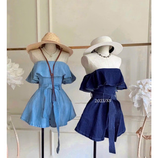 JUMP DENIM BẸT VAI CỘT NƠ EO ĐẬM NHẠT