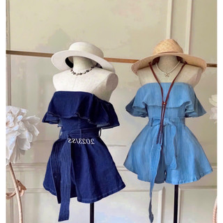JUMP DENIM BẸT VAI CỘT NƠ EO ĐẬM NHẠT