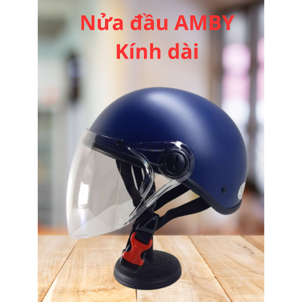 Mũ nửa đầu cho Nam và Nữ AMBY Kính dài - hàng chính hãng bảo hành 12 tháng