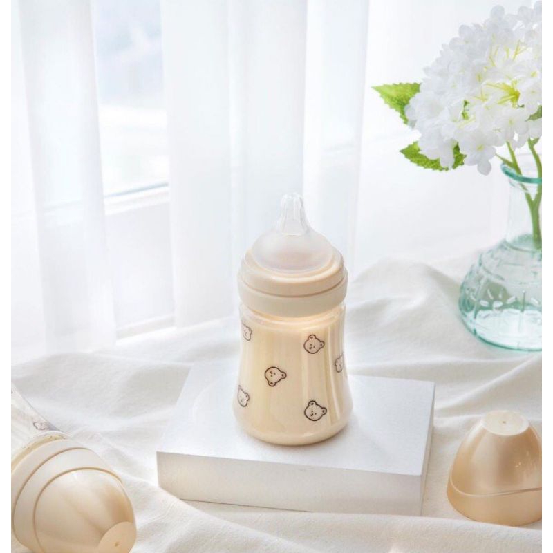 Bình sữa hàn quốc grosmimi chính hãng, họa tiết gấu dotgom, cherry, oliu, 200ml và 300ml